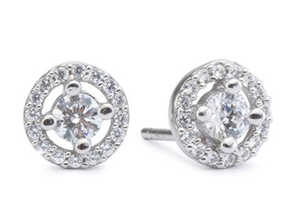 9k White Gold Cubic Zirconia Halo Earrings