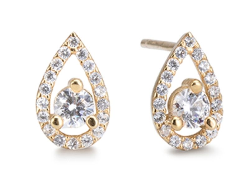9kt Yellow Gold Cubic Zirconia Stud Earrings