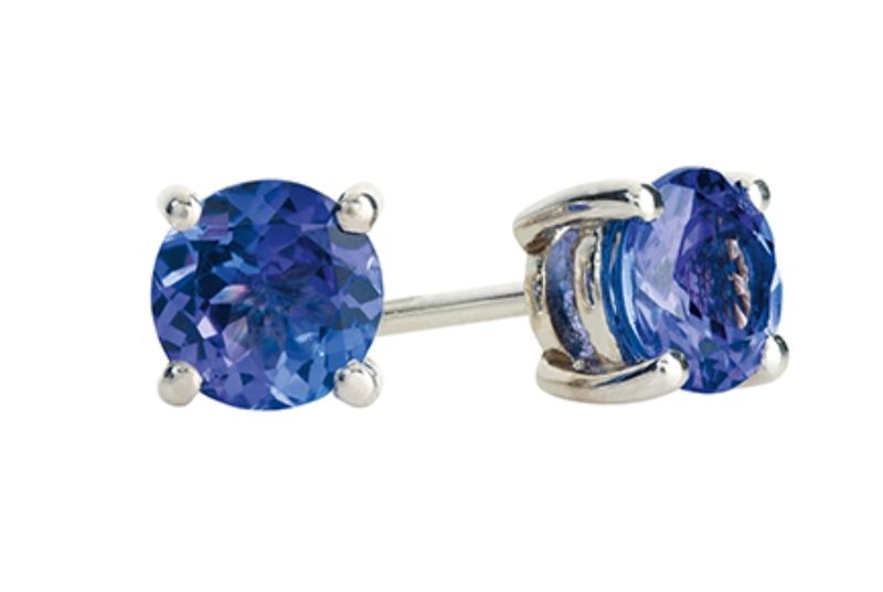 9k White Gold 4 Claw Tanzanite Stud Earring