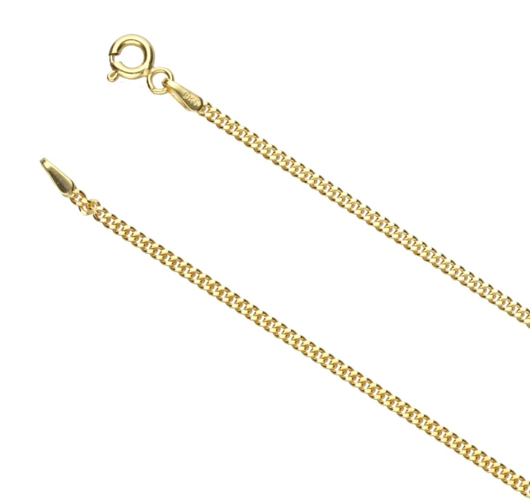 9k Gold Closed Curb Chain (1.8mm)  45cm