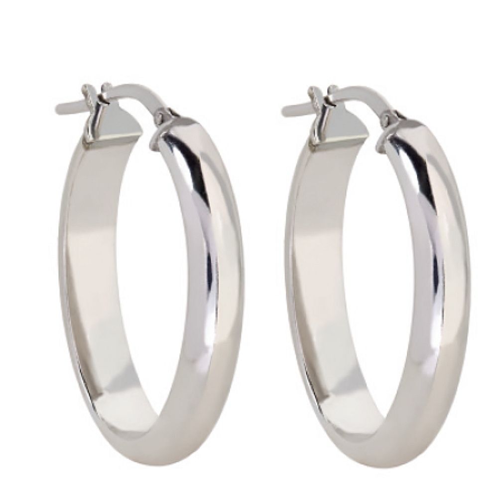 Silver Half Round 5x2.5mm Tube Oval Hoop Earring (15x23mm)