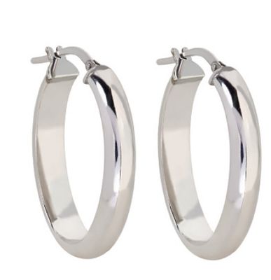 Silver Half Round 5x2.5mm Tube Oval Hoop Earring (15x23mm)