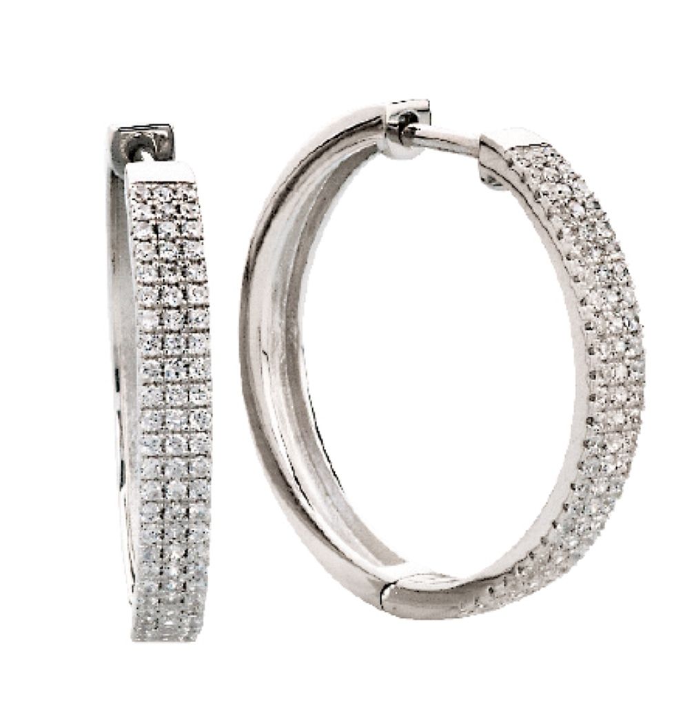 Sterling Silver Round Cubic Zirconia Hoop Earrings (22mm)