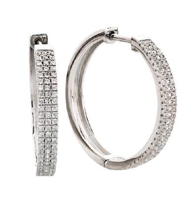 Sterling Silver Round Cubic Zirconia Hoop Earrings (22mm)