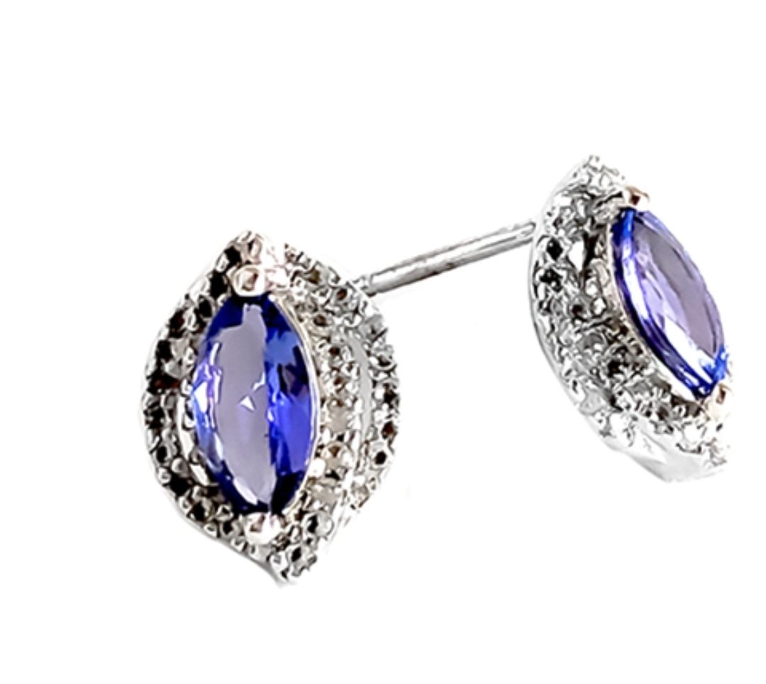 Silver 0.80ct Tanzanite &amp; Topaz Stud Earrings