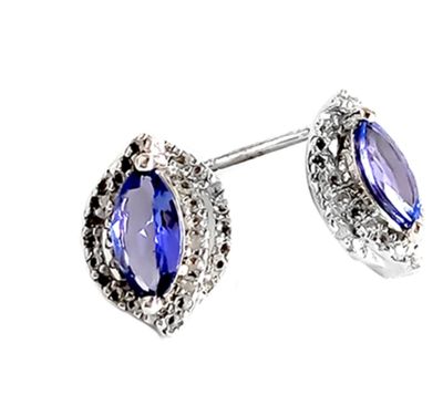Silver 0.80ct Tanzanite &amp; Topaz Stud Earrings