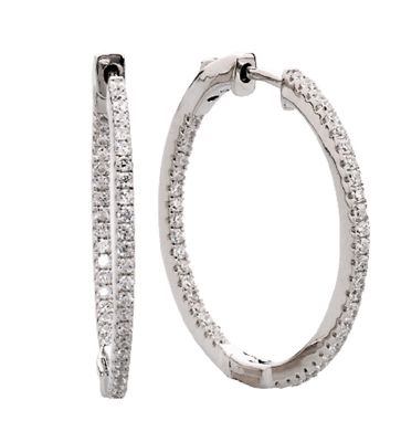 Silver &amp; Round Cubic Zirconia Hoop Earrings (23mm)