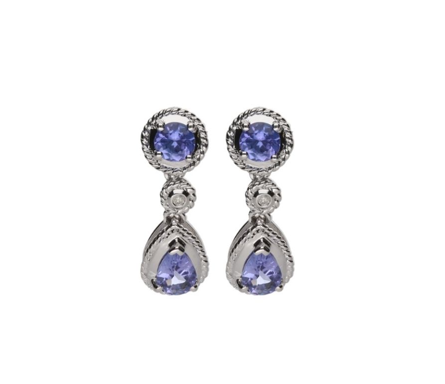 Silver Tanzanite &amp; Diamond Earrings