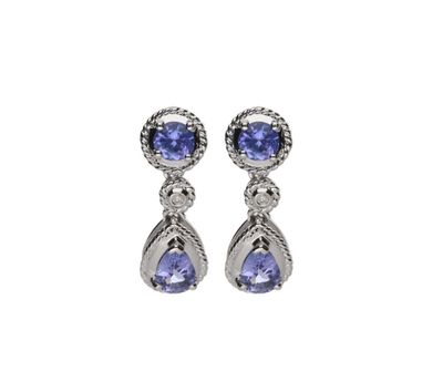 Silver Tanzanite &amp; Diamond Earrings