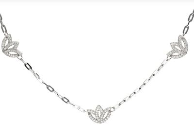9k White Gold Protea 5 Station Diamond Paperclip Necklace (0.75ct)  43cm