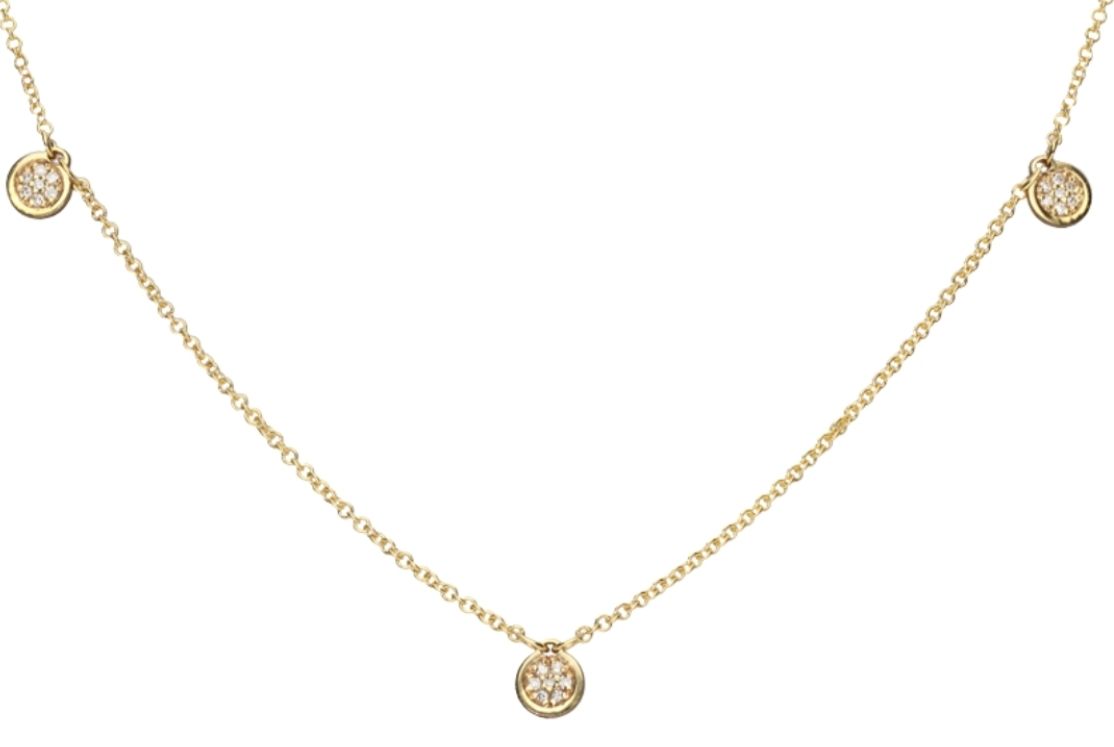 9k Gold Diamond 5 Illusion Necklace (0.175ct)  43cm, 0.175ct