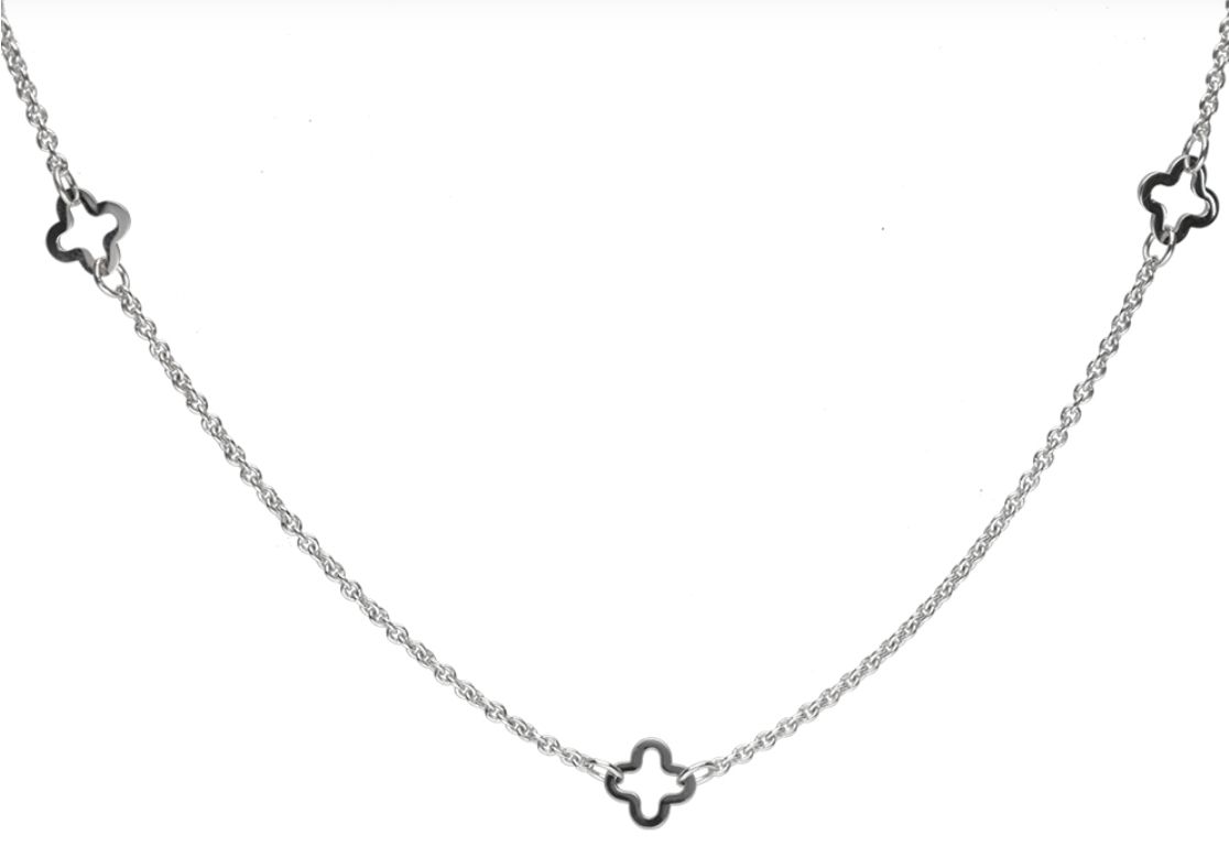 Sterling Silver 5 Clover Link Necklace (1.4mm)  43cm