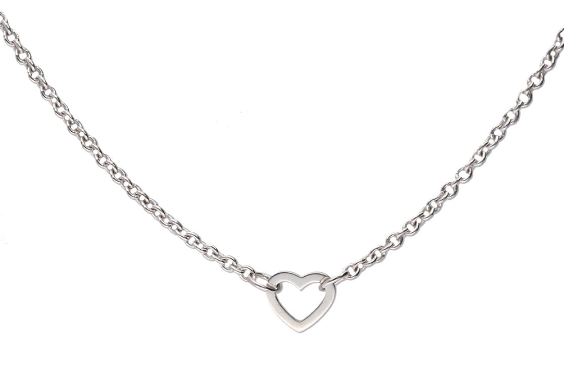 Sterling Silver Heart Link Necklace (1.4mm)  43cm