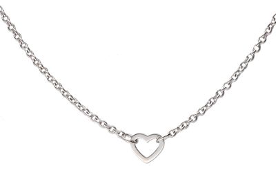 Sterling Silver Heart Link Necklace (1.4mm)  43cm