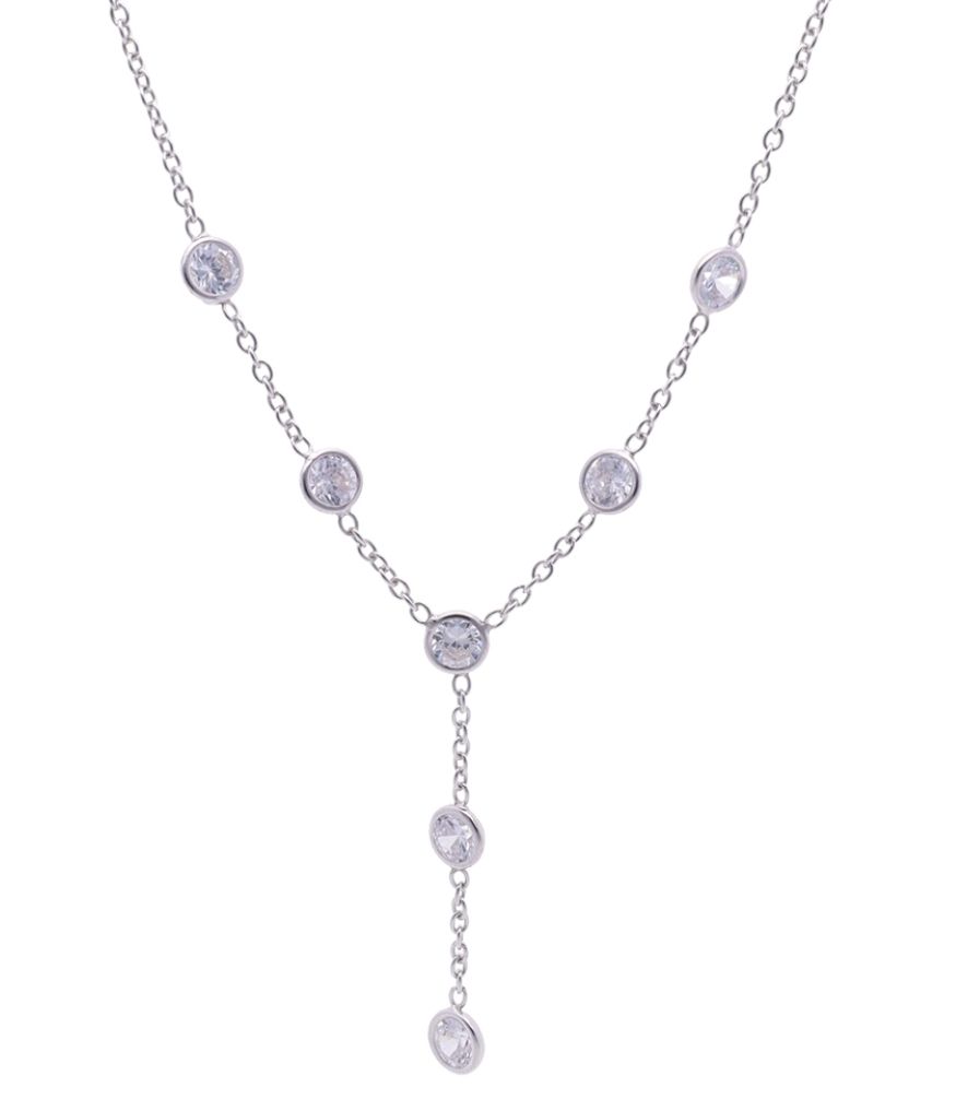 Sterling Silver Cubic Zirconia Necklace  45cm