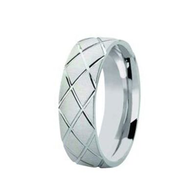 Silver Designer Wedding Band - Comfort Fit with Pattern (6.50mm)