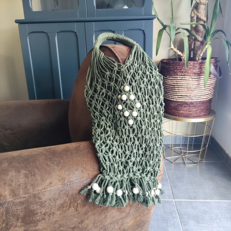 Sac Filet Macramé Vert Kaki