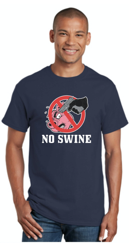 No Swine-On Navy-(2XL) T-Shirt
