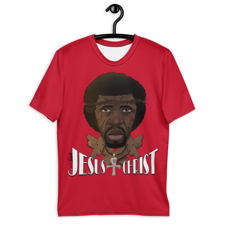 Stanley R. Moore Collections-Men&#39;s T-shirt(Black Jesus)(red)