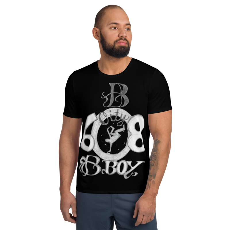 Stanley R. Moore Collections- All-Over Print Men&#39;s Athletic T-shirt(black)(608) 