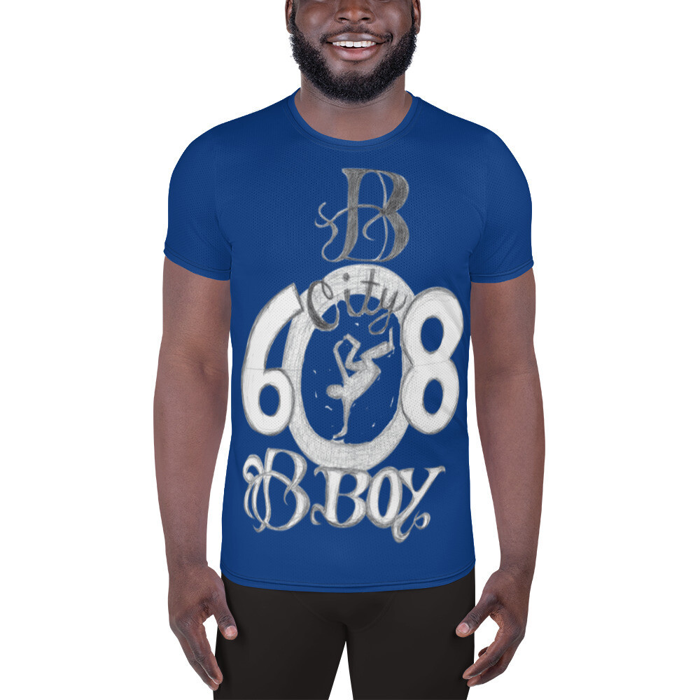 Stanley R. Moore Collections- All-Over Print Men&#39;s Athletic T-shirt(dark cerulean)(608)