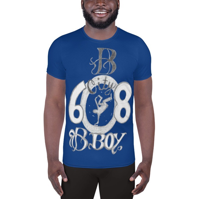 Stanley R. Moore Collections- All-Over Print Men&#39;s Athletic T-shirt(dark cerulean)(608)