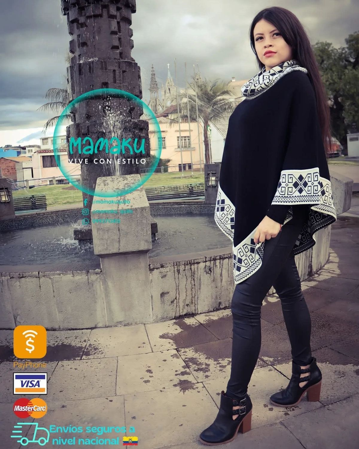 PONCHO FINO CASUAL CUELLO TRIBAL