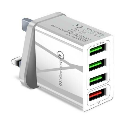 4 Port USB Adaptor Plug Quick Charge 3.0