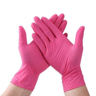 Перчатки Wally Plastic винил-нитриловые М розовые, 50 пар