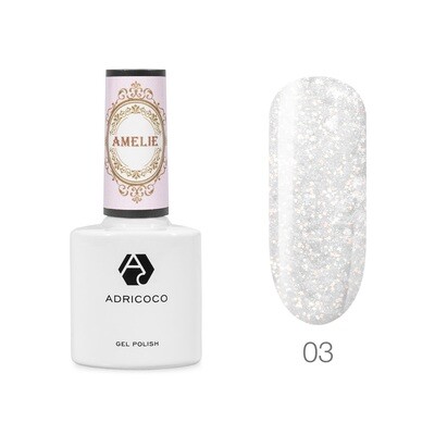 Гель лак Amelie с перламутровой поталью №03 - белый жемчуг, Adricoco 8 мл