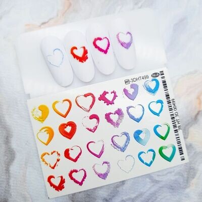 3D Слайдеры 5*7,5 см №0499 сердечки разноцветные