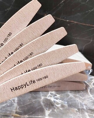 Пилка Happi Life коричневая Лодочка 100/180 грит (50 штук)