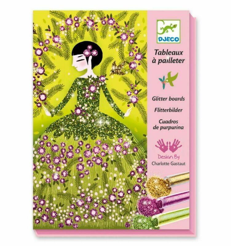 Manualidad Cuadros de purpurina &quot;Vestidos&quot; &quot;Les lucioles&quot; DJECO