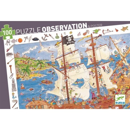 Puzle observación 100 pzas. &quot;Piratas&quot; DJECO
