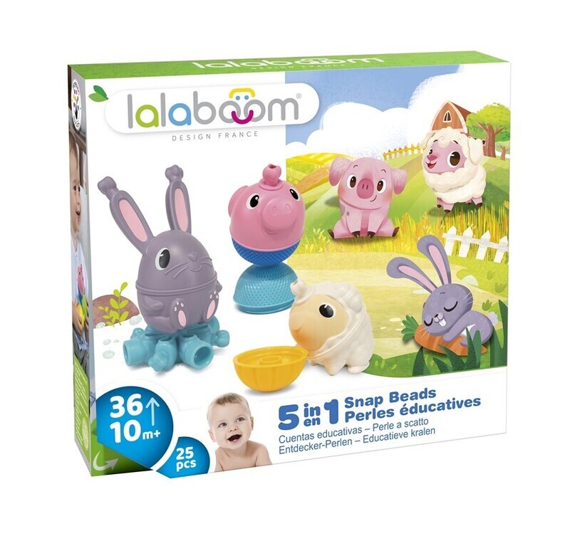 Set de cuentas educativas con 25 pzas. 5 en 1 &quot; La granja&quot;. LALABOOM