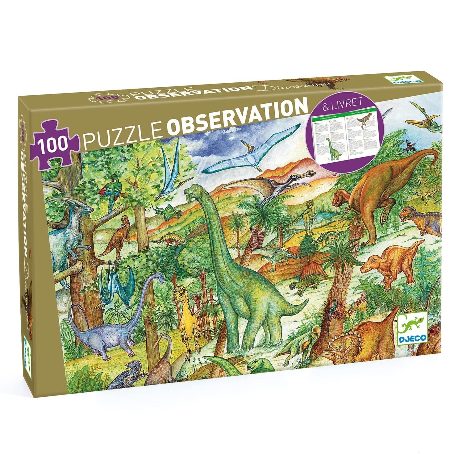 Puzle observación 100 pzas. "Dinosaurios" DJECO