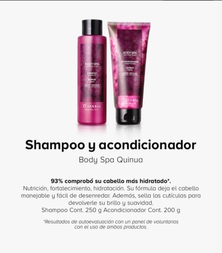 Set shampoo y acondicionador body spa quinua