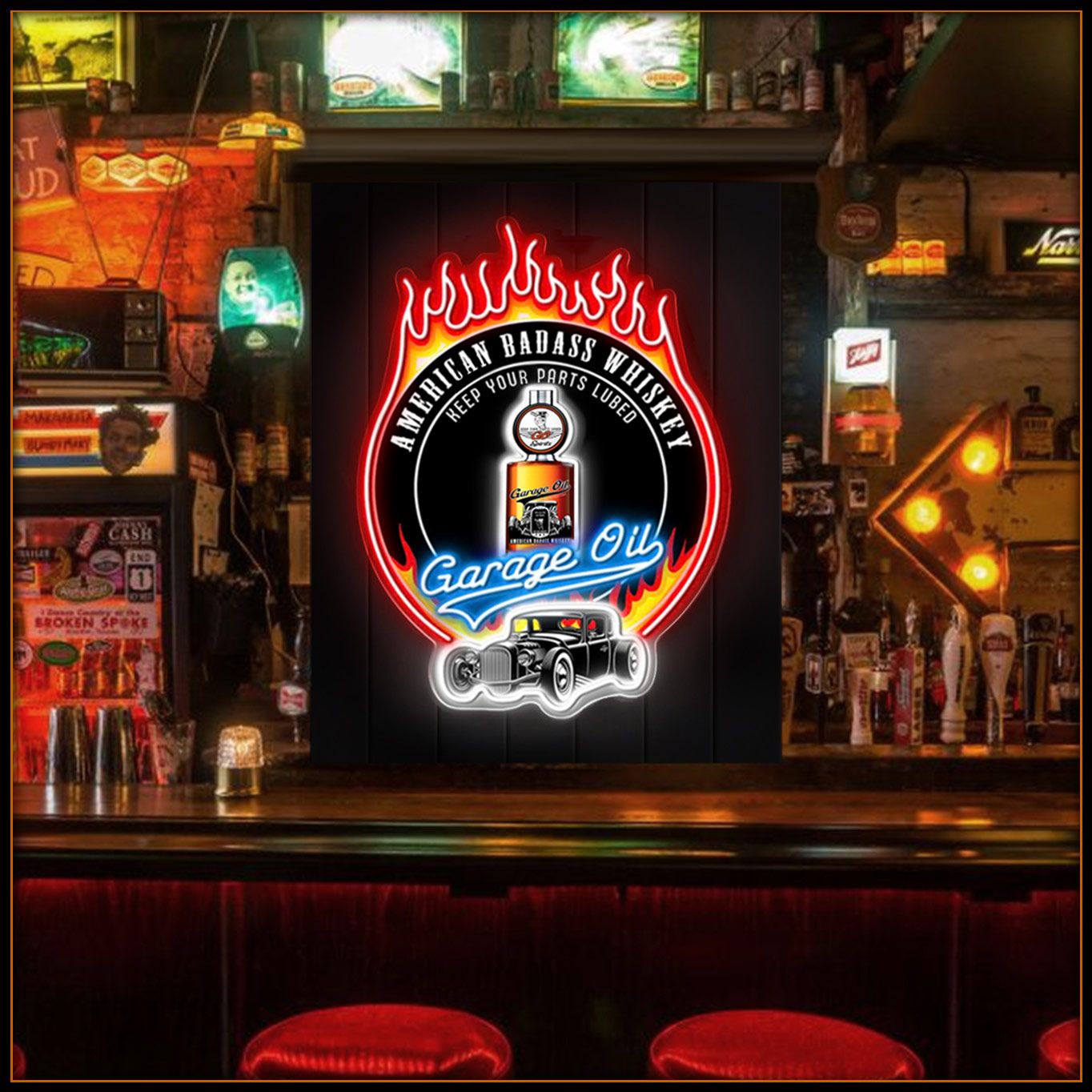 Garage Oil Neon Bar Light