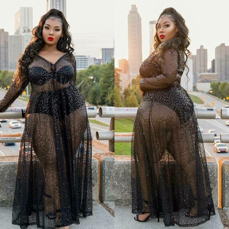 Plus size transparent long dress
