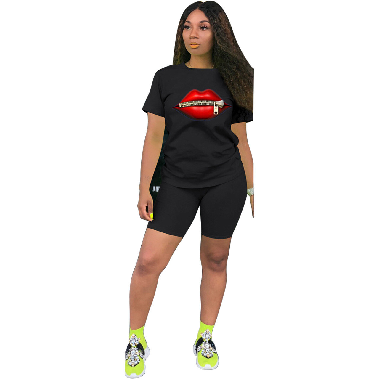 Lip shortsleeve sporty 2piece suit