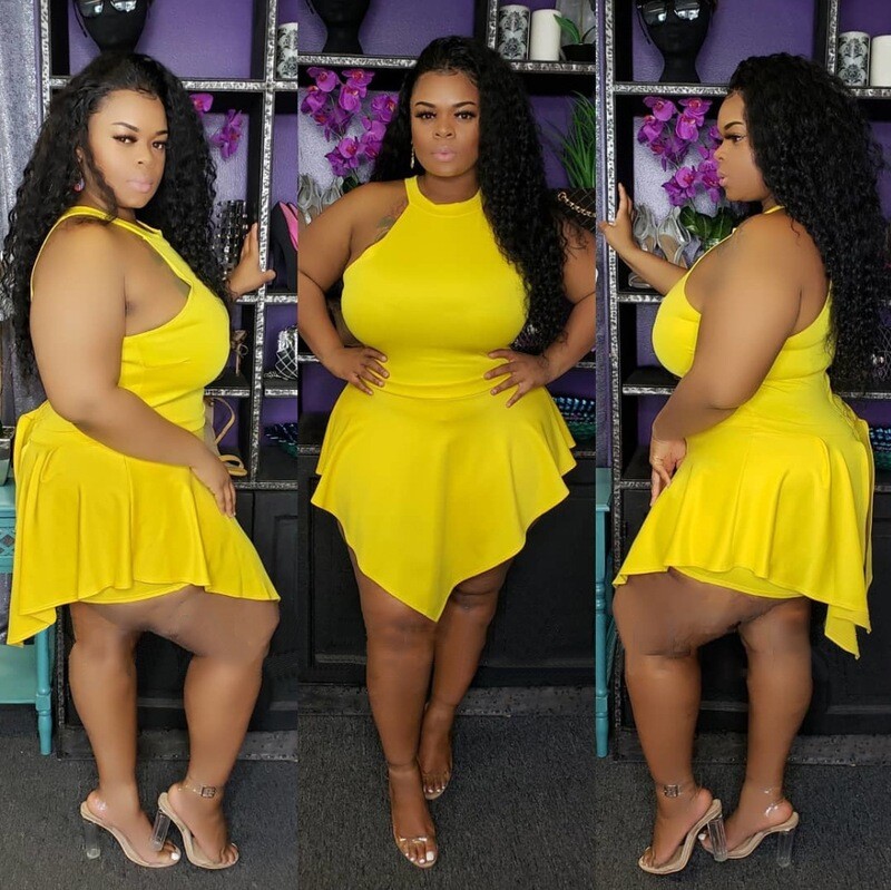 Plus size ladies Back zipper Jumpsuit