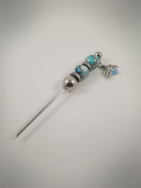 Blue swirl w/charm cigar pick