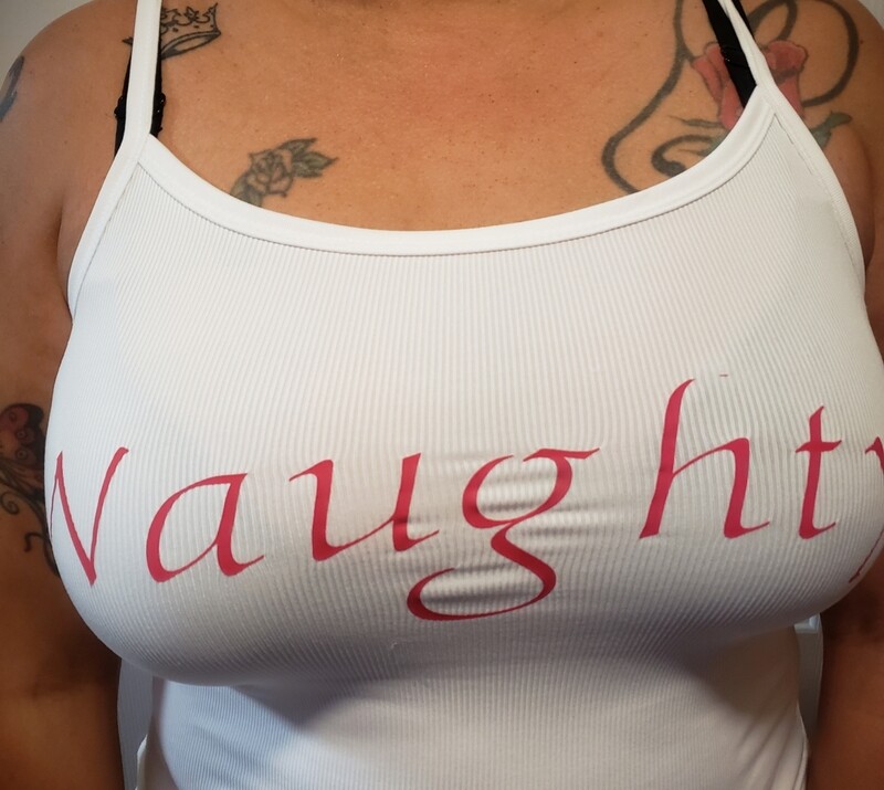 Womens &quot;Naughty&quot; ribbed layering tank top