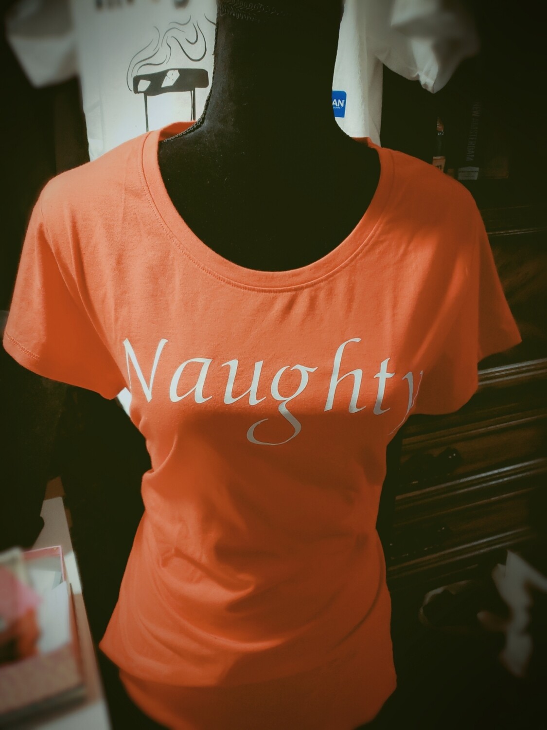 Womens Naughty round neck tshirt in red