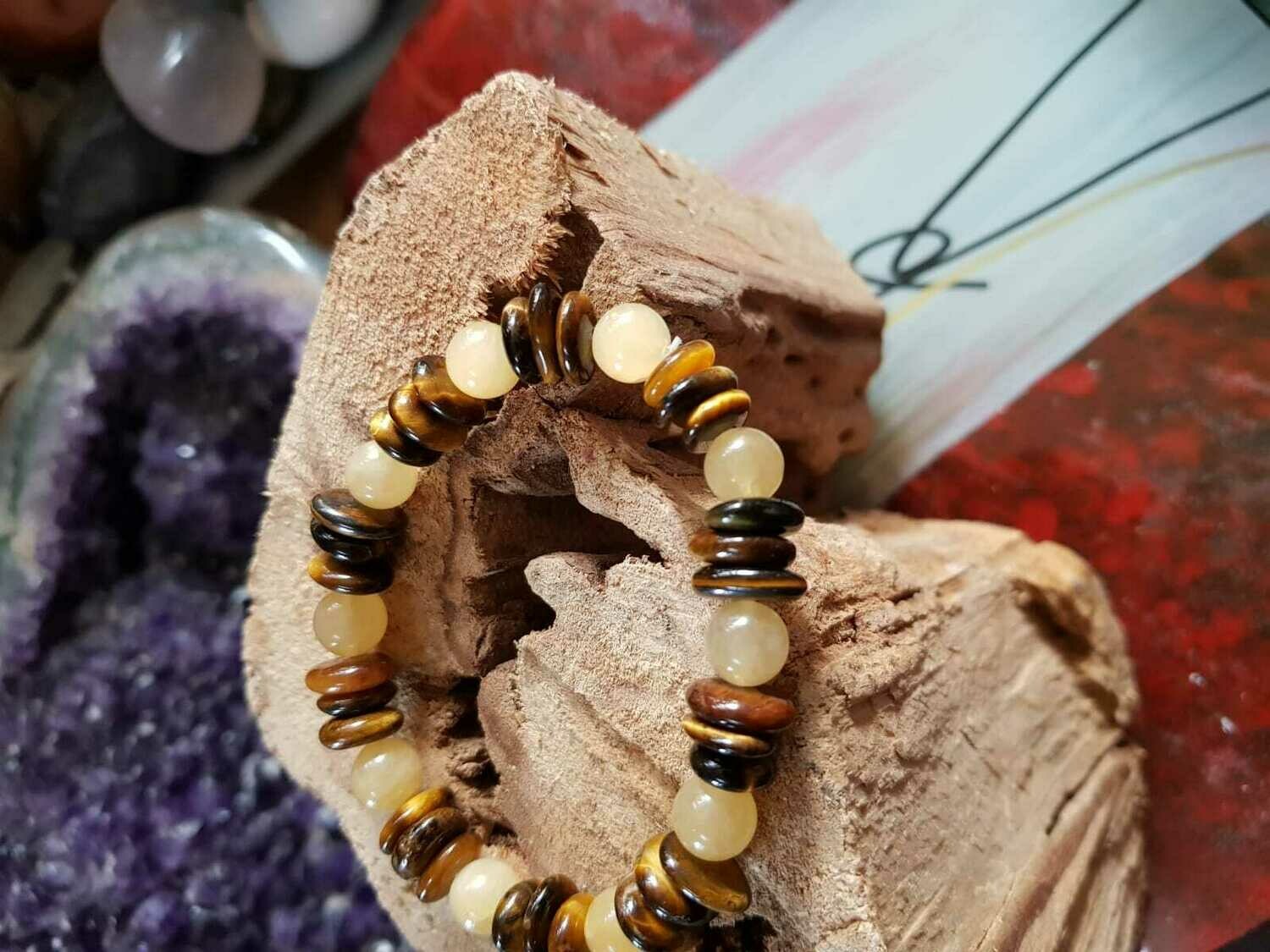Bracelet en Calcite et oeil de tigre