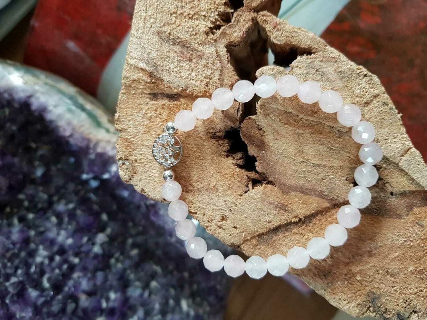 Bracelet Quartz rose facettée
