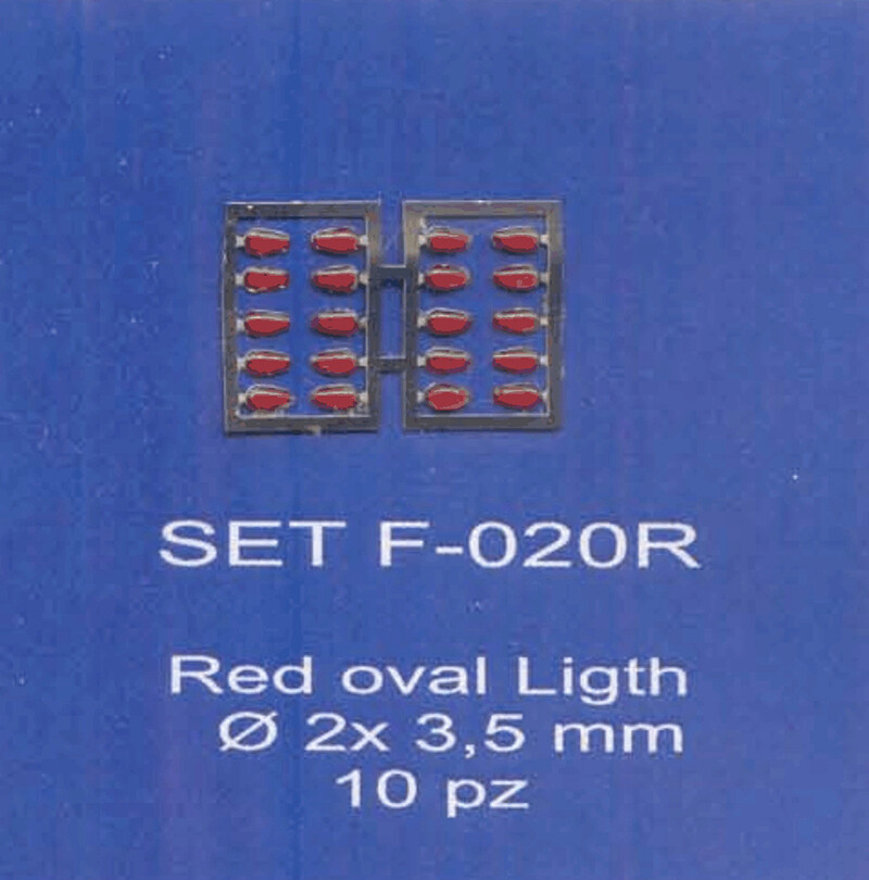 ABC ACCESSORI-SPARE PARTS SETF020R FANALINI OVALI  ROSSI  Ø 2x3,5 mm.-OVAL RED