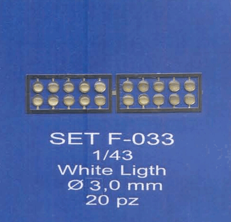 ABC ACCESSORI-SPARE PARTS SETF033 FARI BIANCHI/WHITE HEADLIGHTS Ø 3 MM.(20 PCS)