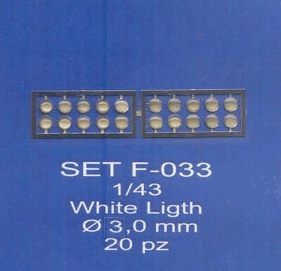 ABC ACCESSORI-SPARE PARTS SETF033 FARI BIANCHI/WHITE HEADLIGHTS Ø 3 MM.(20 PCS)