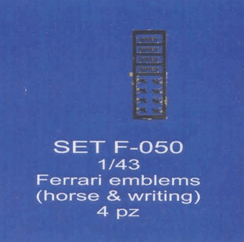 ABC ACCESSORI-SPARE PARTS SETF050 CAVALLINI + SCRITTE FERRARI/FERRARI HORSE AND